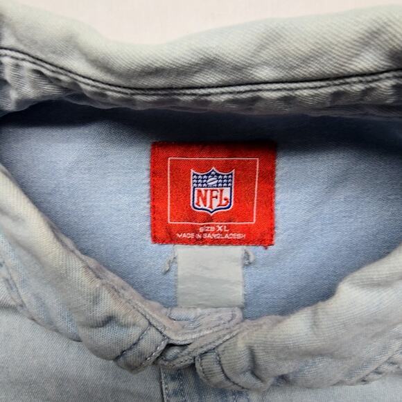 Vintage Texans Denim Shirt NFL Houston XL Light Wash Long Sleeve Button Up - Picture 6 of 10